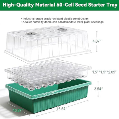 Seed Starter Tray with Grow Light, Seed Starter Kit with Humidity Dome, Seed Starting Trays for Indoor Plant,Seedling Starter Trays for Germination (2 Pack 120Cell Green) - color: 2 Pack 120cell Green