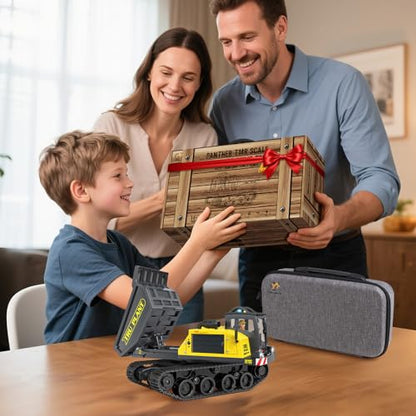 Adult Metal Mini 1:50 Remote Control Dump Truck, Screw-Driven, Comes with Two Batteries and a Carrying case, Making it an for Model Enthusiasts and Children. - color: Dump Truck
