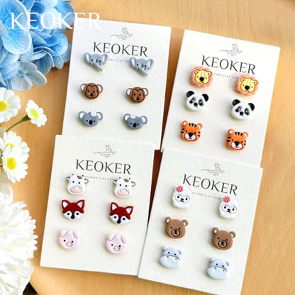 Keoker Animal Clay Cutters for Polymer Clay Jewelry, 12 Shapes Earring Cutters for Polymer Clay Making - color: Animal Studs