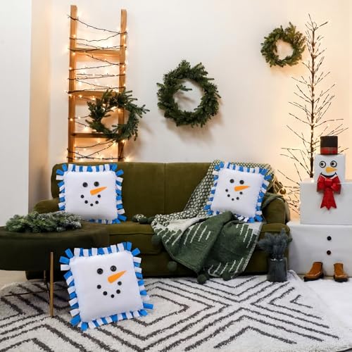 Chunful 6 Sets Winter Button Snowman Tied Pillow Craft Kit - style: Winter Snowman