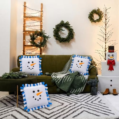 Chunful 6 Sets Winter Button Snowman Tied Pillow Craft Kit - style: Winter Snowman