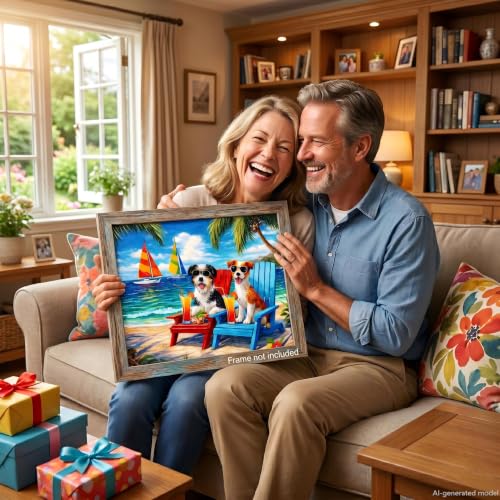 Beach Dog Diamond Art Kits for Adults, Funny Animal Diamond Painting Kits - color: HS034-1