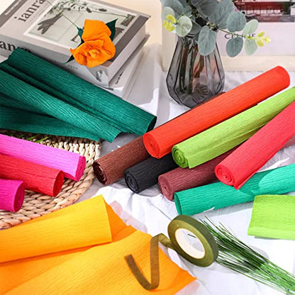Chrisfall 12 Rolls Crepe Paper Streamers, 8 Feet X 10 Inch, Elegant Colors - color: Elegant Colors