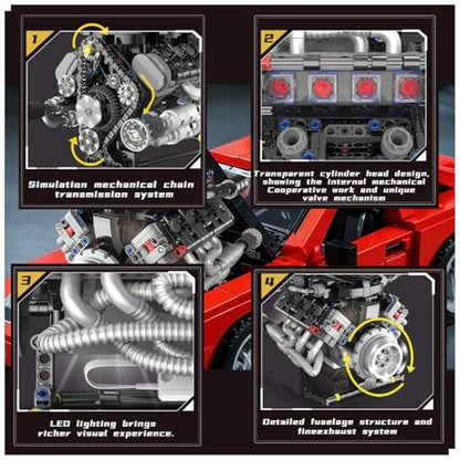 V8 Engine Building Kits that Runs with Motor & APP Controls,715+Pcs