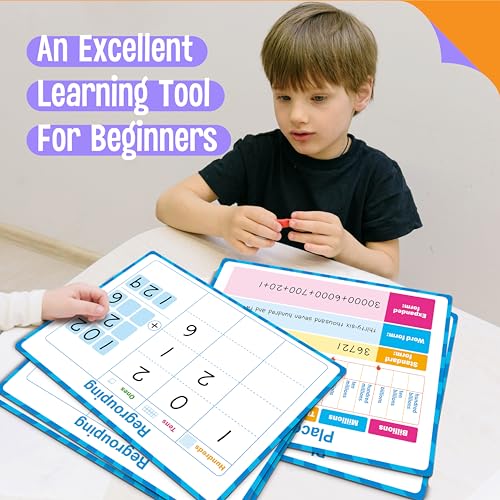 8 Packs Place Value Whiteboards, Double Sided Dry Erase Card Writable and Erasable Math Learning White Board for Kids, Students, Classroom and Home (Each Measures 12” x 9”) - color: Place Value Whiteboards-a