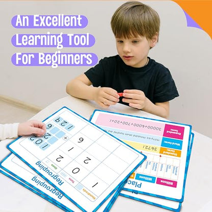 8 Packs Place Value Whiteboards, Double Sided Dry Erase Card Writable and Erasable Math Learning White Board for Kids, Students, Classroom and Home (Each Measures 12” x 9”) - color: Place Value Whiteboards-a