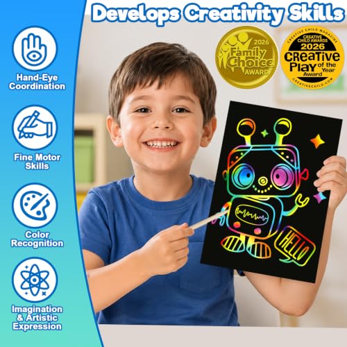 ZMLM 100Pcs Rainbow Scratch Paper Art Gifts, Arts and Crafts for Kids Toys - color: Blue, size: 7.2 x 5 inch