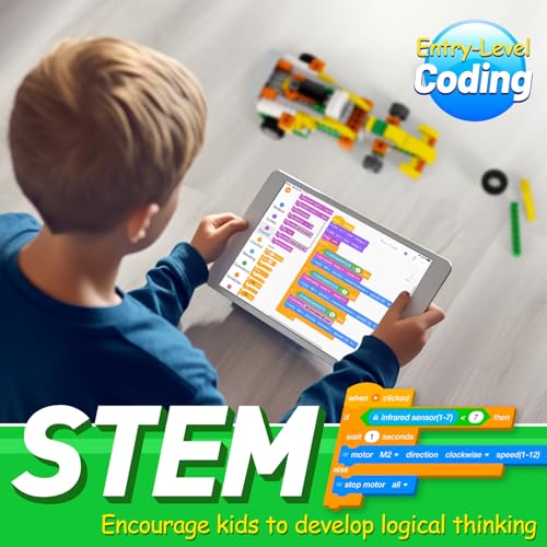 Apitor Q Robot Building Kit, 20-in-1 Programmable APP RC Car Robotics Coding Kit, STEM Projects Educational Birthday Gifts for Boys Girls Kids Aged 6-12 (233 Pieces) - style: Robot Q(Entry-level)