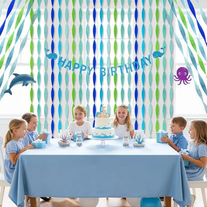 Epakh 12 Rolls Blue Green Teal Crepe Paper Streamers 984ft - color: Blue Green Teal