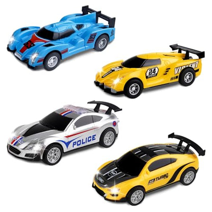 Slot Car Race Track Set for Boys, Electric Track with Light and 4 Slot Cars