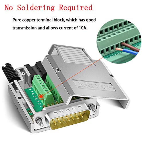 DB15 Solderfree Serial to 15 pin Terminal Thinner Male Adapter - style: Male Metal