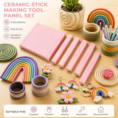 Polymer Clay Strip Roller Guide, Rolling Board with 12 Thickness Sliders (PLA), Smooth Strip Maker Tool for Clay Earrings and DIY Jewelry