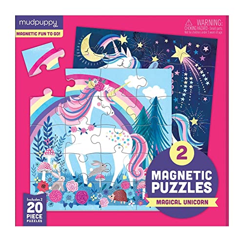 Mudpuppy - Magical Unicorn - Set of Two 20 Piece Magnetic Puzzles for Kids - style: Unicorn Magic