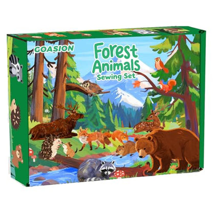 GOASION Sewing Kit for Kids, 8 Pcs Jungle Crafts Sewing Kit, Ages 5-8-12 - color: Forest Animals Sewing Set-8 Pack