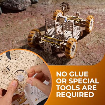 UGEARS NASA Lunar Rover Model Kit - 3D Wooden Mechanical Puzzles for Adults to Build - Space Gifts for Teen - NASA Official Space Model Kits
