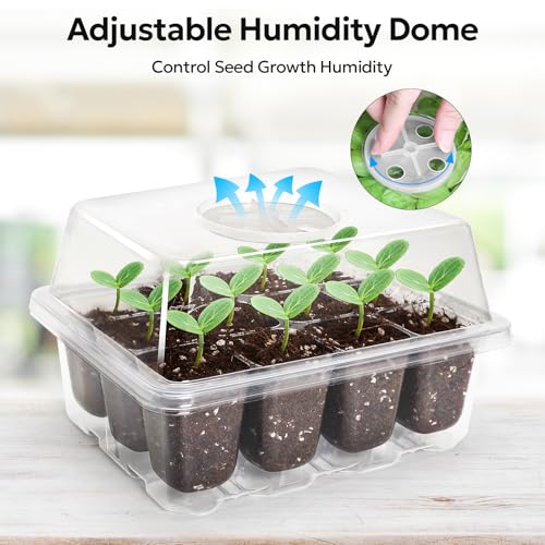 MIXC 10 Pack Seed Starter Tray, 120-Cell Stater Kit with Humidity Dome - color: Transparent, size: 12 Cell-10 Packs-Clear Cover