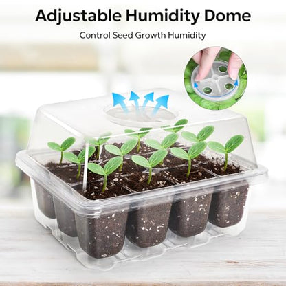 MIXC 10 Pack Seed Starter Tray, 120-Cell Stater Kit with Humidity Dome - color: Transparent, size: 12 Cell-10 Packs-Clear Cover