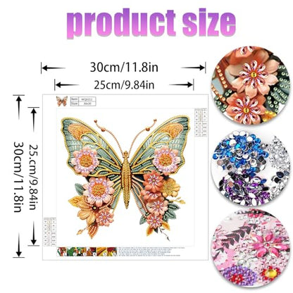 JATOK Diamond Art Kits for Adults, Butterfly and Flower, Special Shaped Gem - color: pick