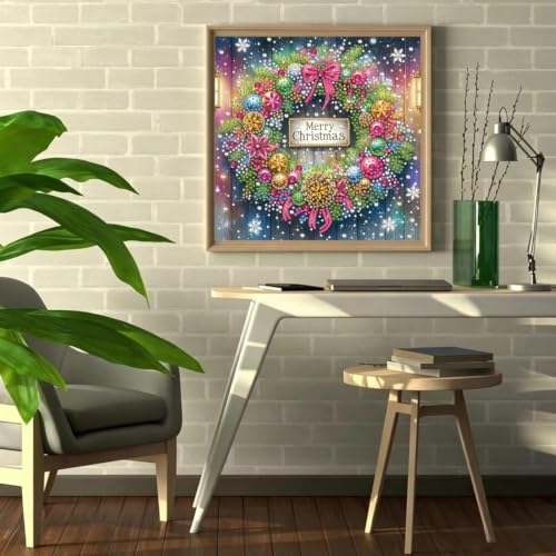 Christmas Wreath 5D Diamond Art Painting Kits for Adults 12 x 12 inch - color: SH183