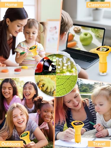 Acoath Microscope for Kids, 1000X Handheld Digital Miniscope with 2.0" Screen, Portable Pocket Microscope Education Toys Birthday Gifts for Age 3 4 5 6 7 8 9 10 Girls Boys - color: Yellow
