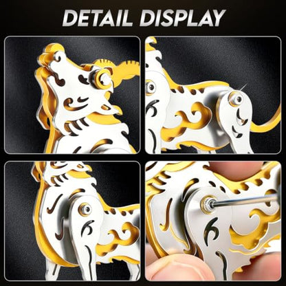 3D Metal Puzzle Mechanical Model Kit Zodiac Ox (Gold Silver - color: C06- Ox Gold