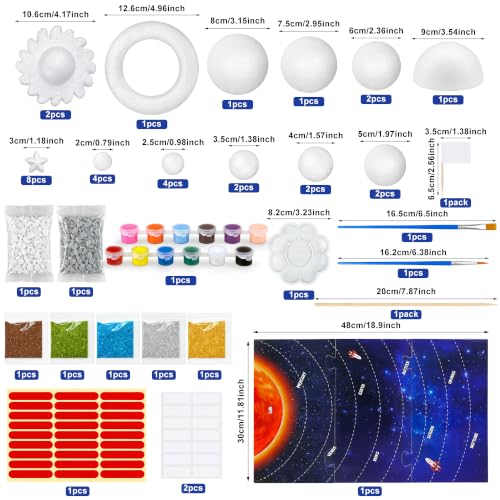 51PCS Solar System Foam Model Kit Multiple Sizes Planet Mode Crafts