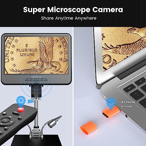 Andonstar AD210 10.1 Inch LCD Digital Microscope for Soldering, Coin - size: 10.1 Inch+Traditional Stand