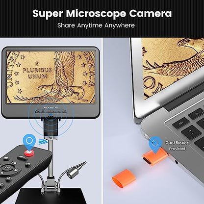 Andonstar AD210 10.1 Inch LCD Digital Microscope for Soldering, Coin - size: 10.1 Inch+Traditional Stand