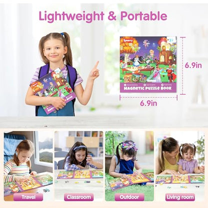 SYNARRY Princess Fairy Party Magnetic Puzzle for Kids Ages 3-5, Travel Toys - style: Princess Fairy