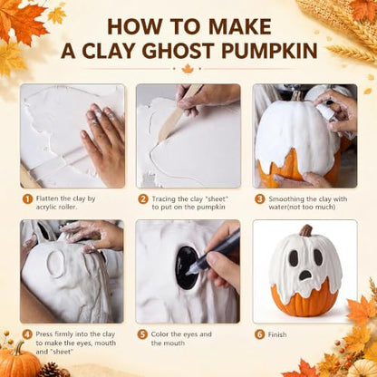 Halloween Air Dry Clay Ghost Pumpkin DIY Crafting Kit