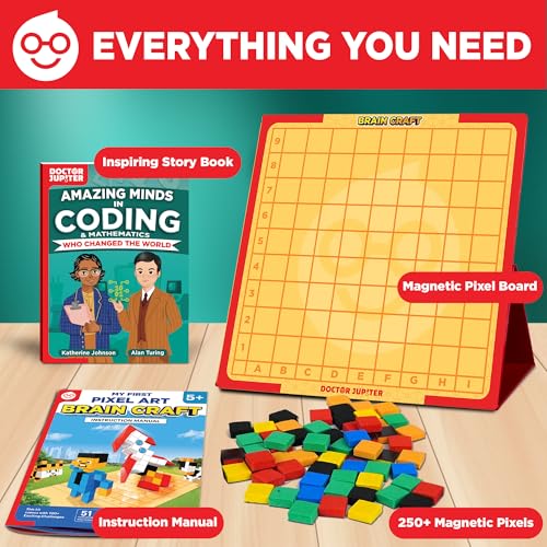Doctor Jupiter My First STEM Pixel Art Kit for Kids Ages 5+ - style: Brain Craft: 5+