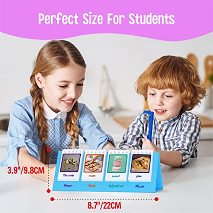 Sentence Flip Charts, 80 Double Sided Cards in Noun/Verb/Adjective/Preposition 40 New Sentence Building Freestanding Flip Chart Educational Learning Tool for School Supplies - style: Sentence-A