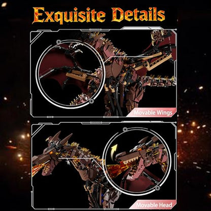 Mechanical Fire Dragon Building Blocks Set, Flame Dragon Model Kit - color: Fire Dragon