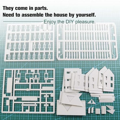 N Scale Model Blank Buidlings Kit Unassembled House for Model Train Layout Diorama JZN5885JJ (Two-story-1PC) - style: Two-story-1PC