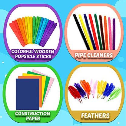 Goody King Arts and Crafts Supplies for Kids - Craft Art Supply Jar Kit for Student Age 4 5 6 7 8 9 10 Year Old Crafting Activity - Collage Arts Set for Toddlers Preschool DIY Classroom Home Project - size: Small