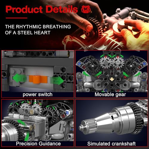 Sosuy V12 Car Engine Model Kit Mini Motor Building Blocks Set that can Runs - color: V12 Engine