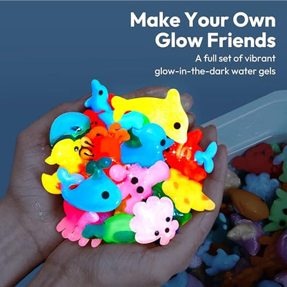 Klever Kits Glow-in-The-Dark Water Gel Kit, Magic Fairy Water Pets Toy Kit with 10 Gels(7 Glow-in-The-Dark Gels), 12 Molds, Preserving Bottle, DIY Squishy Maker Craft Kits, Arts and Crafts for Kids - style: Glow-in-the-dark