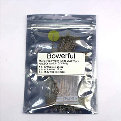 25pcs Pre-soldered Micro Litz Wired Leads Warm White SMD Led 0603 + Muti-Resistor New - color: (2)Warm White, size: 25pcs