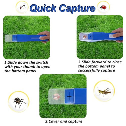 2 Pcs DelloidMaz Insect Catcher Small Animals Catcher Nature Exploration Tool to Capture Butterflies Bees Ladybugs Spiders Bug Catcher for Boys and Girls, Blue and Yellow (2)