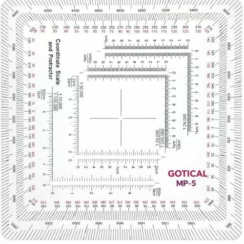 New and Improved Version Military Style MGRS/UTM Coordinate Grid Reader, and Protractor,Coordinate Scale Map Reading and Land Navigation Topographical Map Scale (Pack of 1)