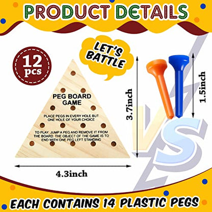 Skylety 12 Pack Triangle Peg Games Wooden Board Table Game, Blue and Orange - color: Blue and Orange