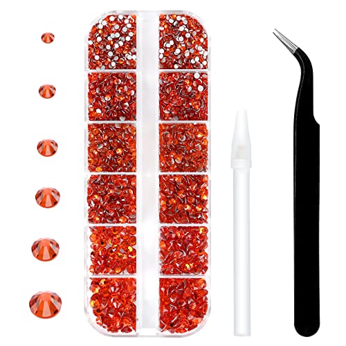 12 Grids 3792pcs Hyacinth Flatback Rhinestones Set for Nail, Art, Crafts, Makeup, Tumblers Glitter Round with Tweezers and Picking Pen(SS6~SS20) - color: Hyacinth