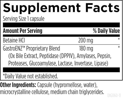 Designs for Health Digestzymes - Digestive Enzymes + Betaine Hydrochloride for Gas & Bloating Relief - Pepsin, Ox Bile, Lactase Enzyme & Lipase Enzymes for Digestion (60 Capsules) (Pack of 2) - size: 60 Count (Pack of 2)