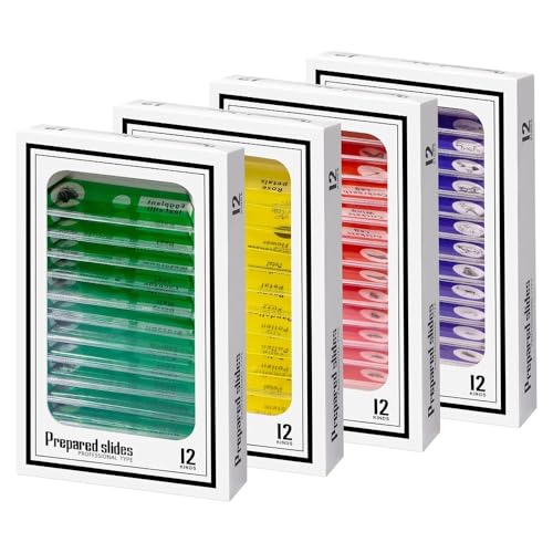 Jiusion 48Pcs Prepared Microscope Slides Specimen Set for Stereo Microscope - size: 48Pcs
