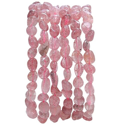BEADIA Natural Irregular Freeform Strawberry Quartz Stone Beads for DIY Jewelry Making 5-8mm 38cm - color: Strawberry Quartz