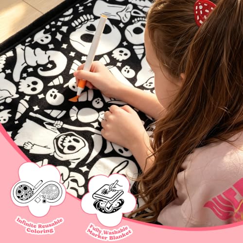 ROYAMOON Halloween Boo Washable Coloring Blanket Kit for Kids & Adults - color: Halloween