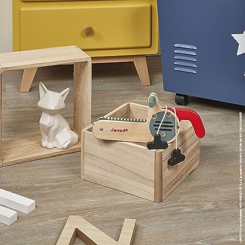 Janod Brico'kids Pretend Play Wooden Chainsaw - Safe Silicone Blade with Sound – Ages 3 Years+ - J06471 - color: Chainsaw