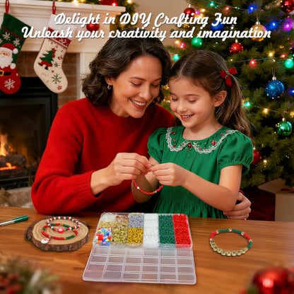 Redtwo Christmas Bracelet Making Kit, 4mm Glass Beads for Jewelry Making - size: 4mm-2100