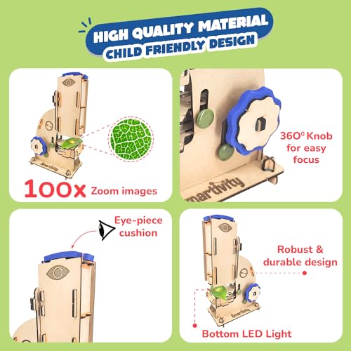 Smartivity DIY Microscope 100x Zoom STEM Toy for Kids 8-14 - style: 100x Microscope