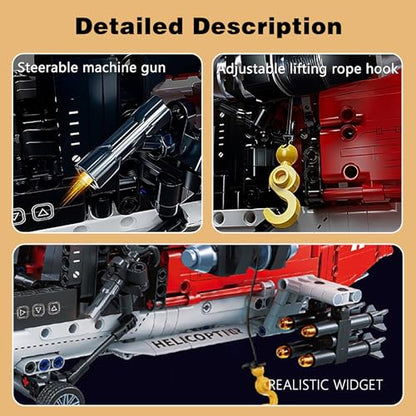 1528PCS Rescue RC Helicopter Building Block Set with Remote Control - color: Red